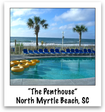 "The Penthouse": Baywatch Oceanfront #1937 - North Myrtle Beach, SC. Top floor overlooking the ocean and lazy river. 3 Bedroom Suite with large kitchen and lots of space. Custom art work. Spectacular views. Newly Redecorated.